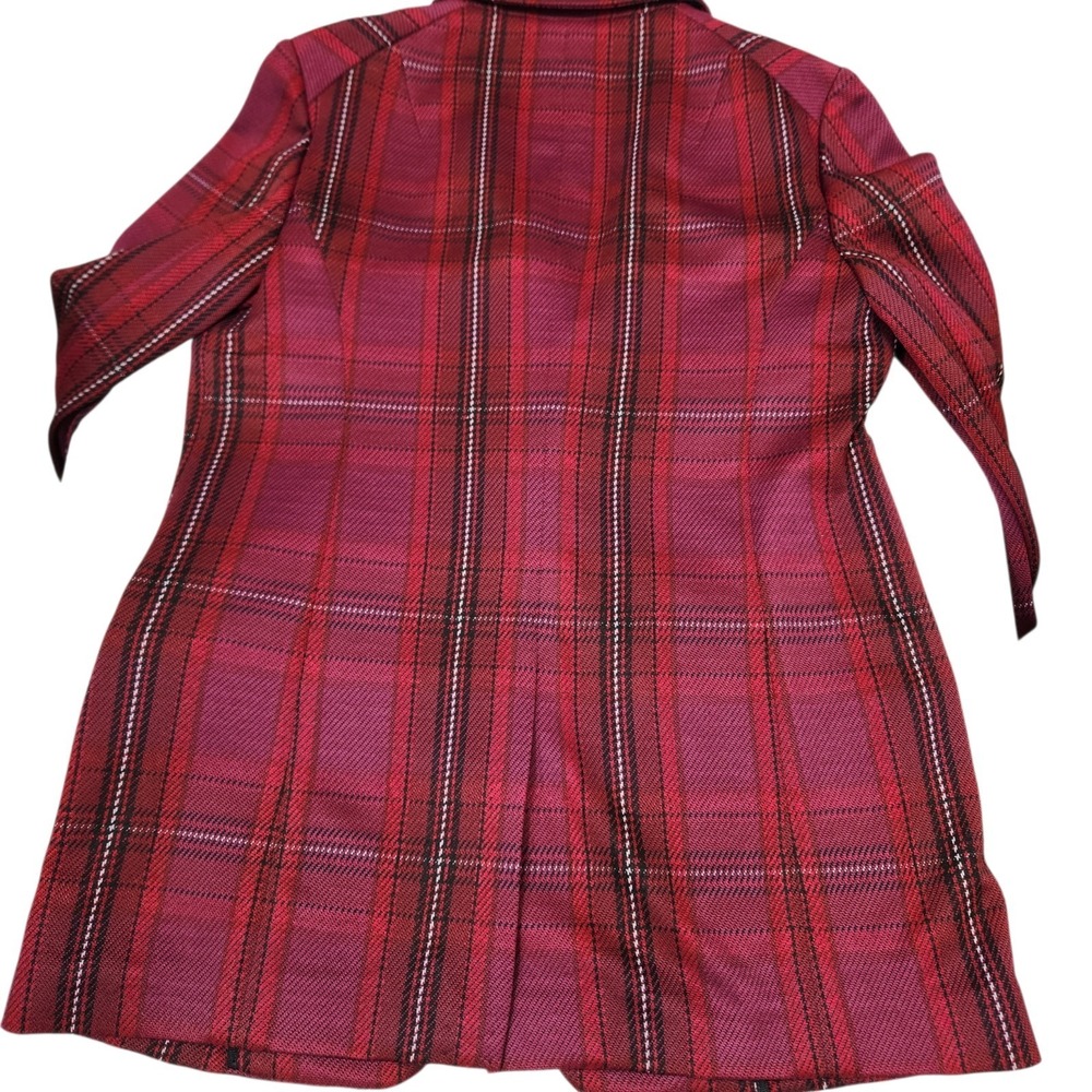 Rag & Bone Size 4 Margot Plaid Blazer Luxury Designer Vamp Goth Maroon Burgundy - Picture 9 of 11